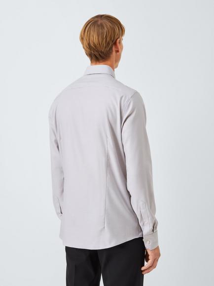 John Lewis Slim Fit Dogtooth Cotton Shirt - view 2, Grey