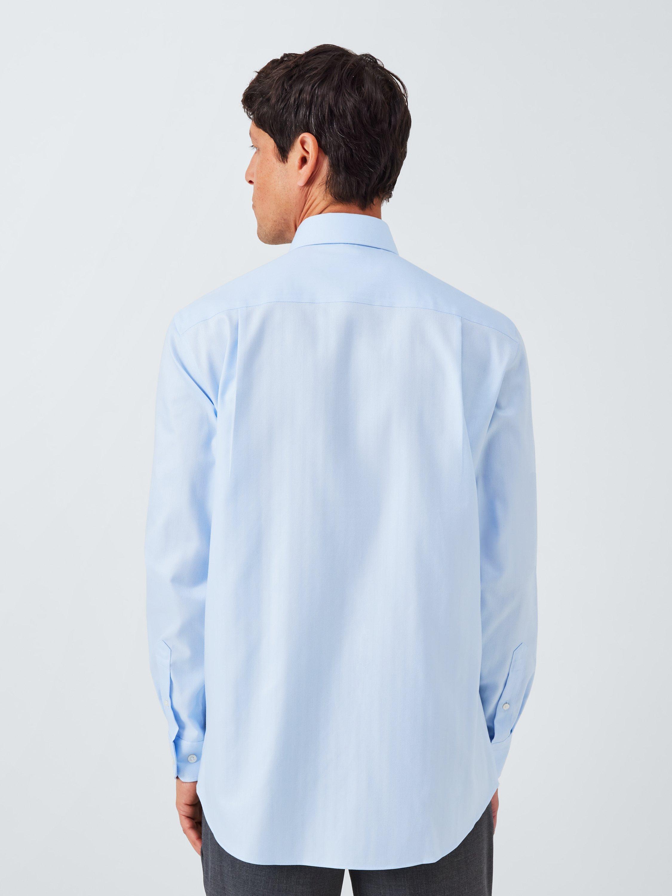 Product image 2 of 7, which shows John Lewis Tailored Fit Herringbone Shirt, Blue, 16/R