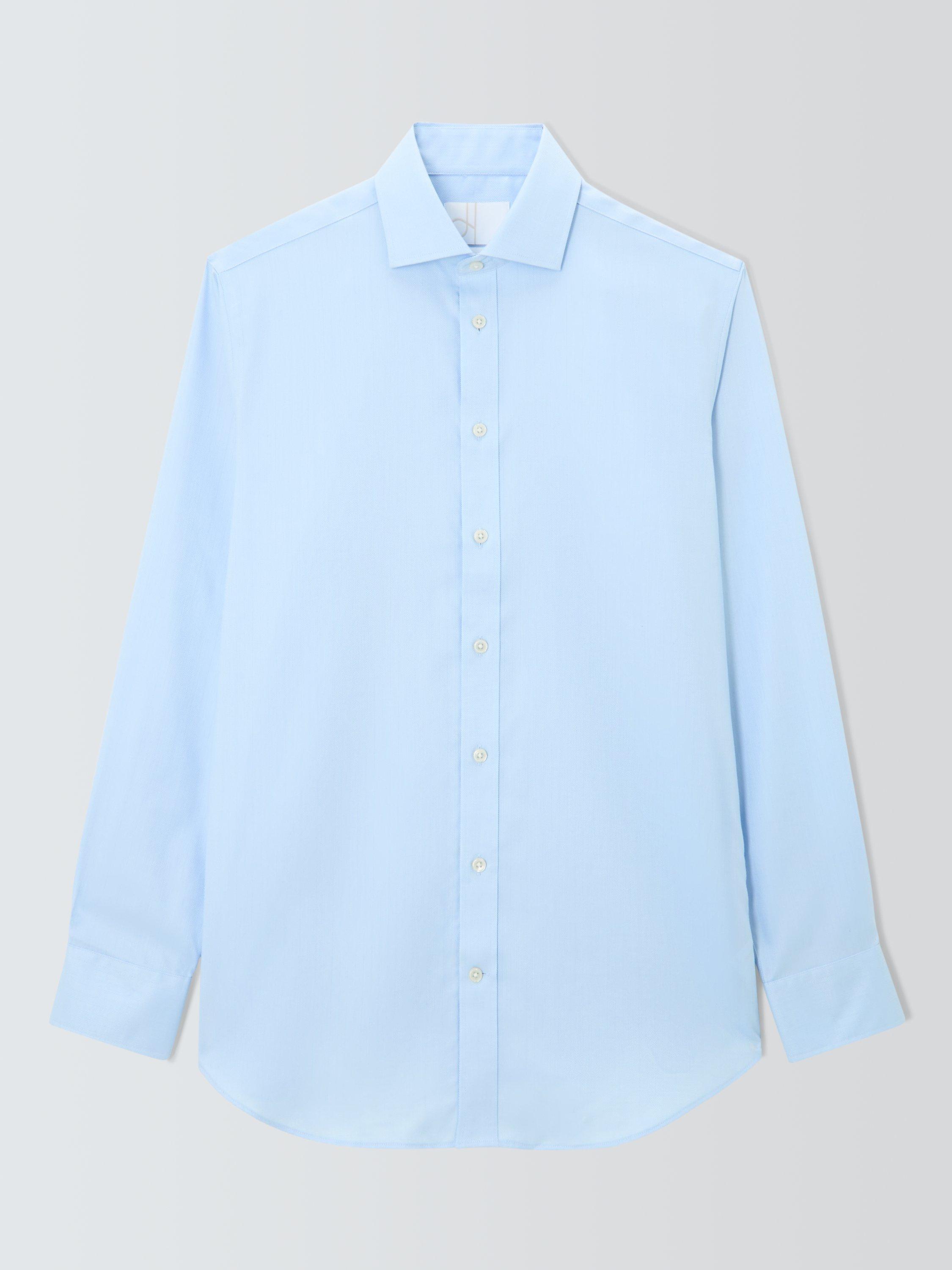 Product image 4 of 7, which shows John Lewis Tailored Fit Herringbone Shirt, Blue, 16/R