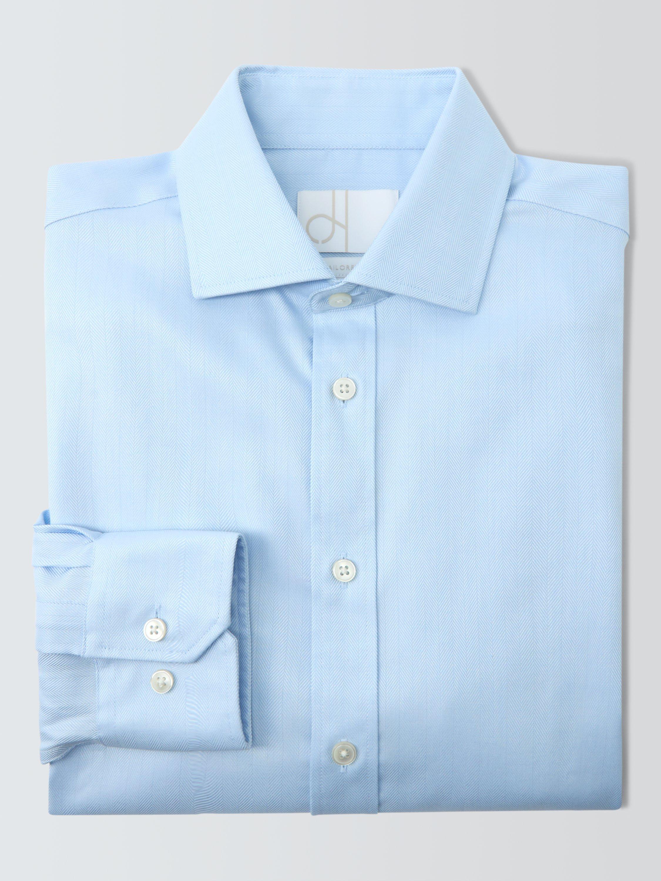 Product image 6 of 7, which shows John Lewis Tailored Fit Herringbone Shirt, Blue, 16/R