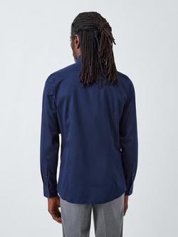 John Lewis Slim Fit Sateen Shirt - view 2, Navy