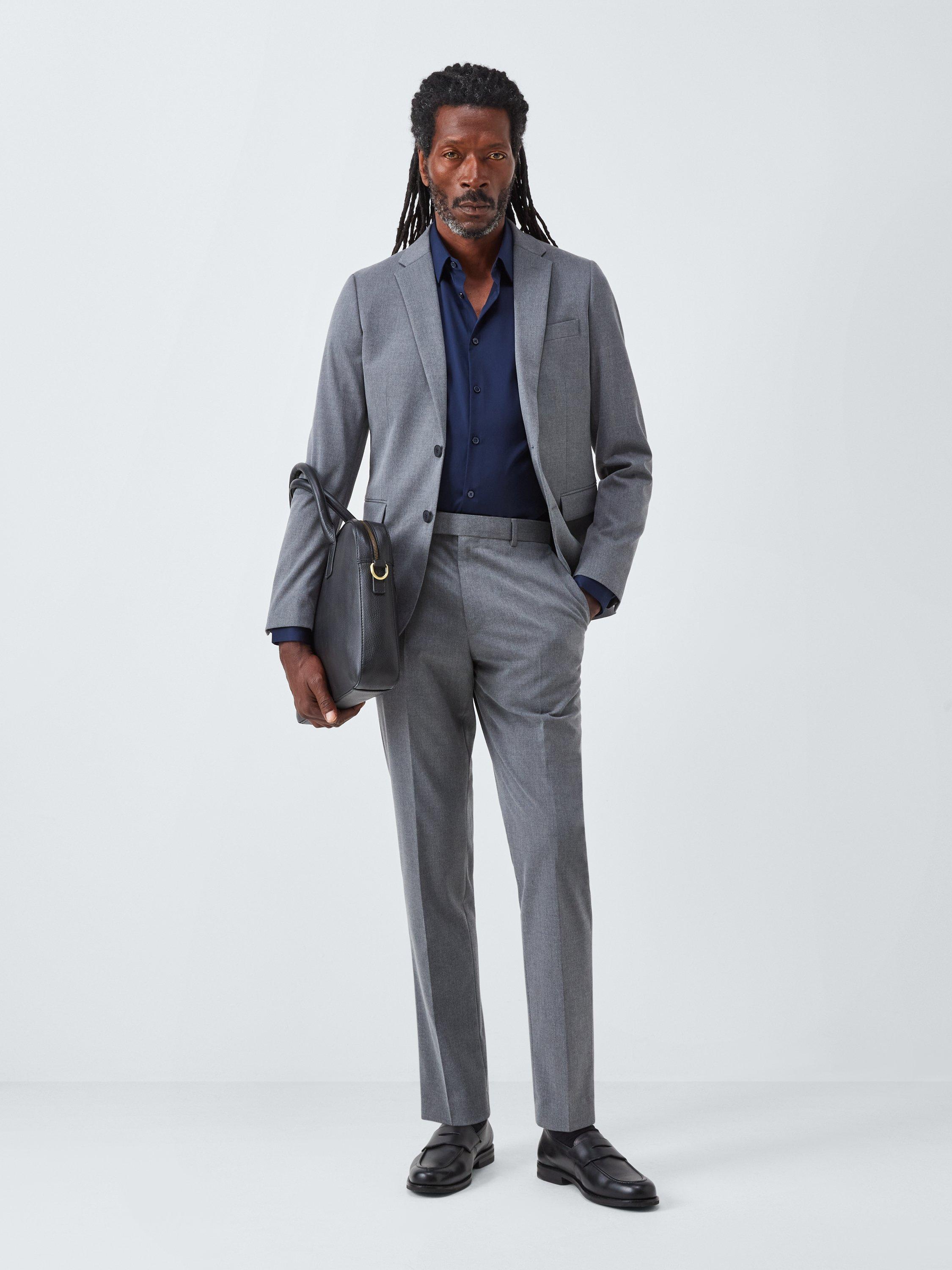 Product image 3 of 7, which shows John Lewis Slim Fit Sateen Shirt, Navy, 14.5R