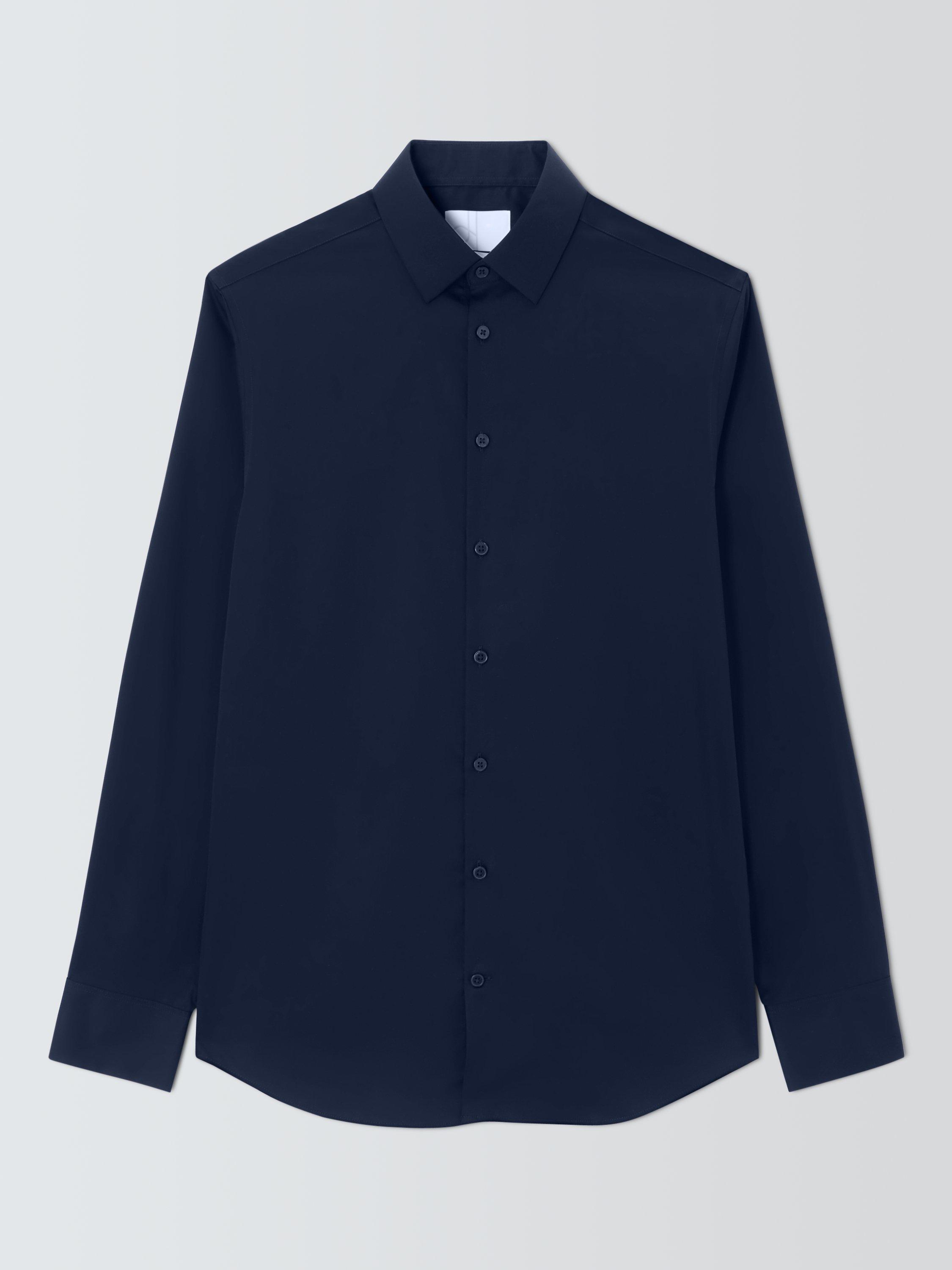 Product image 4 of 7, which shows John Lewis Slim Fit Sateen Shirt, Navy, 14.5R