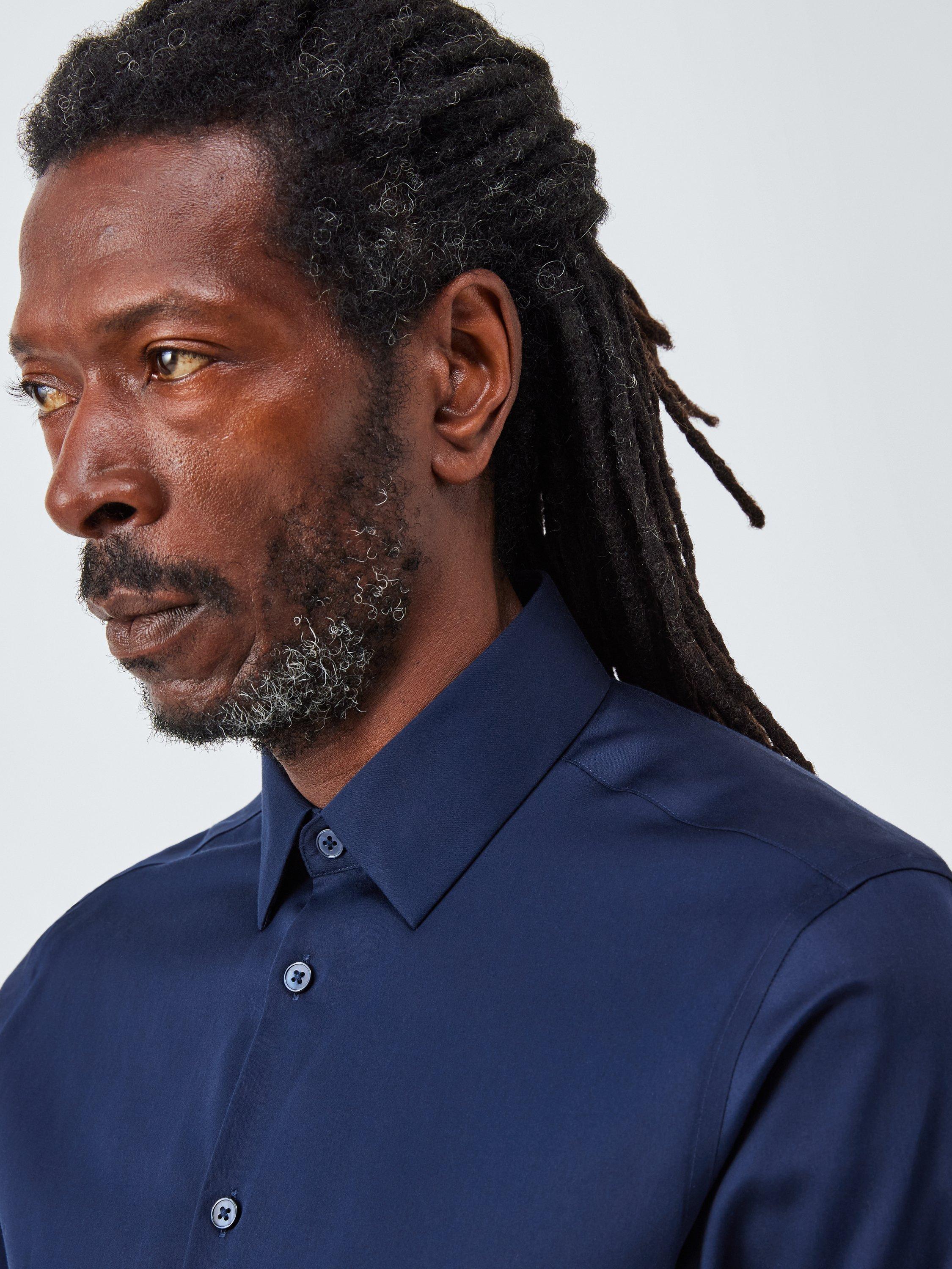 Product image 5 of 7, which shows John Lewis Slim Fit Sateen Shirt, Navy, 14.5R