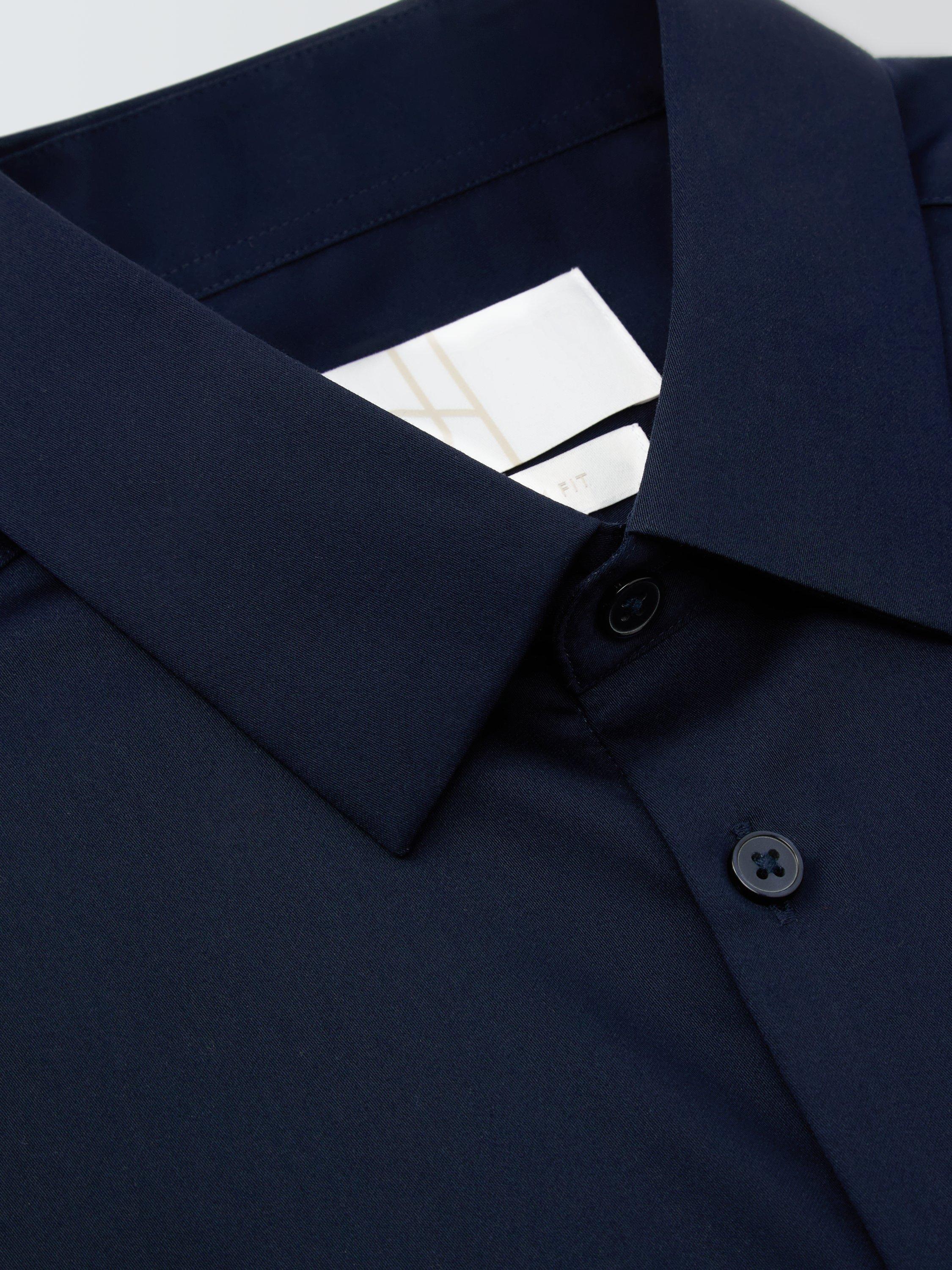 Product image 7 of 7, which shows John Lewis Slim Fit Sateen Shirt, Navy, 14.5R