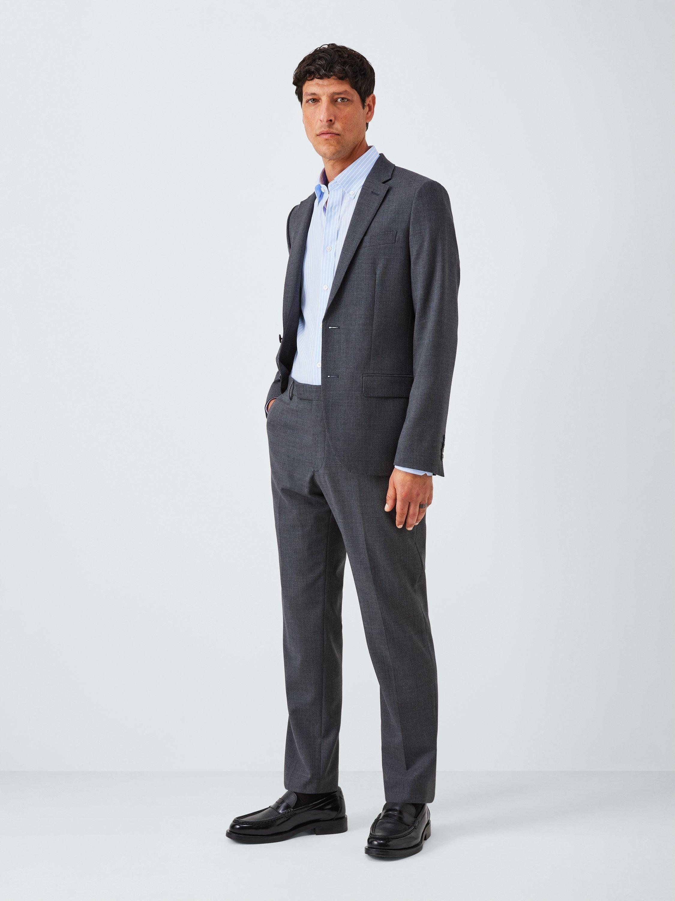 Product image 3 of 7, which shows John Lewis Tailored Fit Button Down Collar Stripe Cotton Shirt, Blue, 15/R