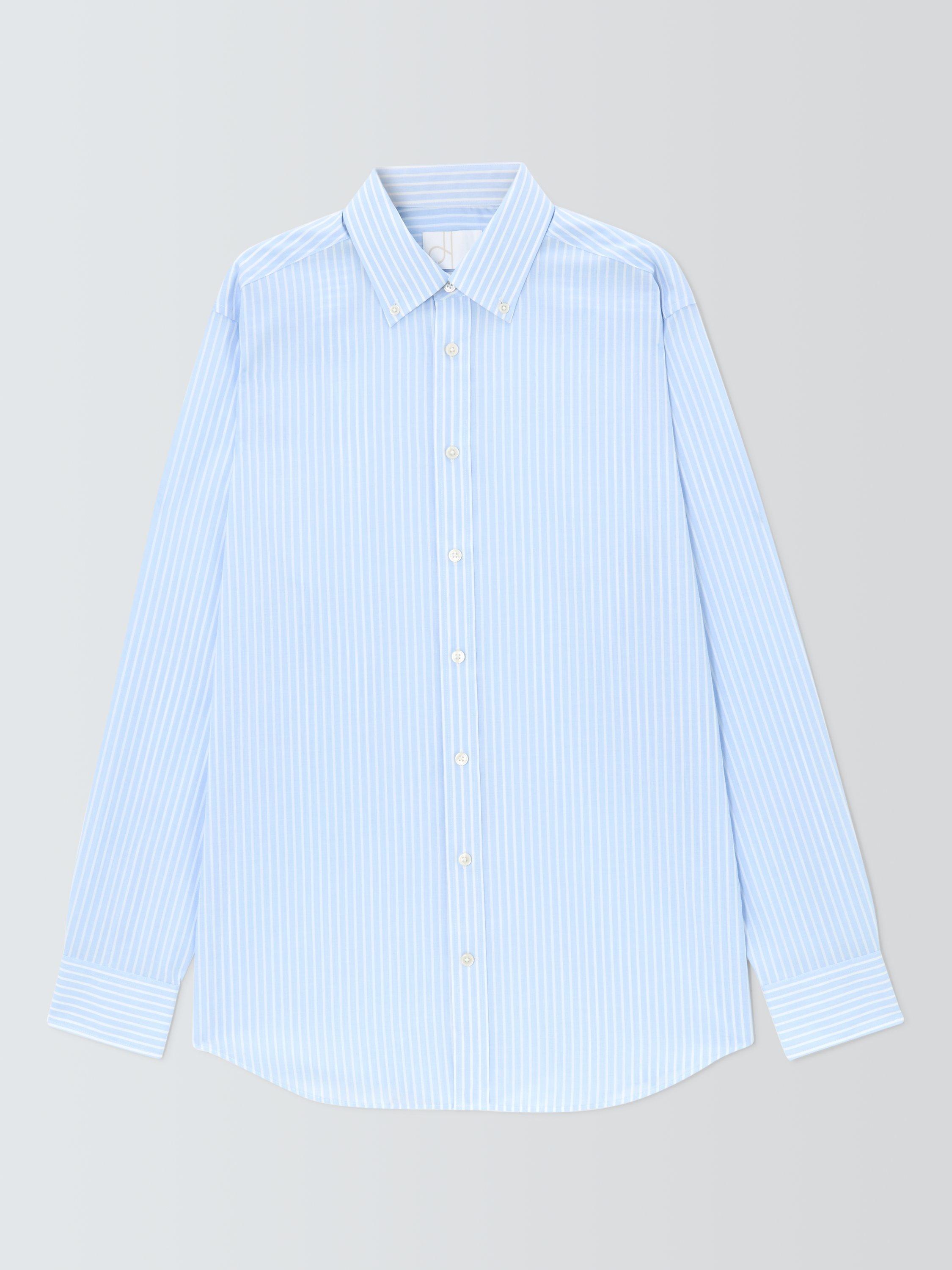Product image 5 of 7, which shows John Lewis Tailored Fit Button Down Collar Stripe Cotton Shirt, Blue, 15/R