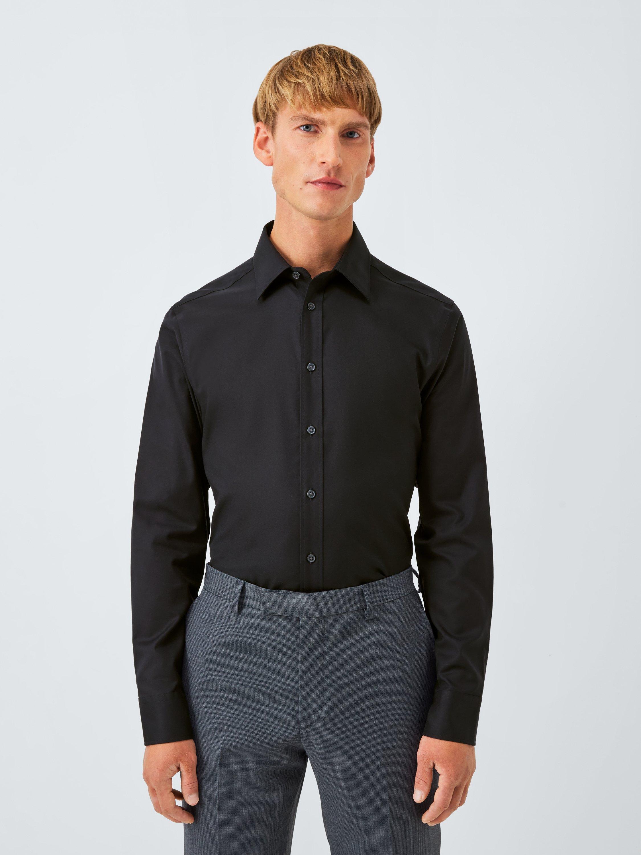Product image 1 of 7, which shows John Lewis Slim Fit Cotton Shirt, Black, 14.5/R