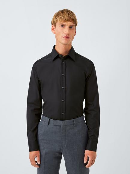 John Lewis Slim Fit Cotton Shirt, Black