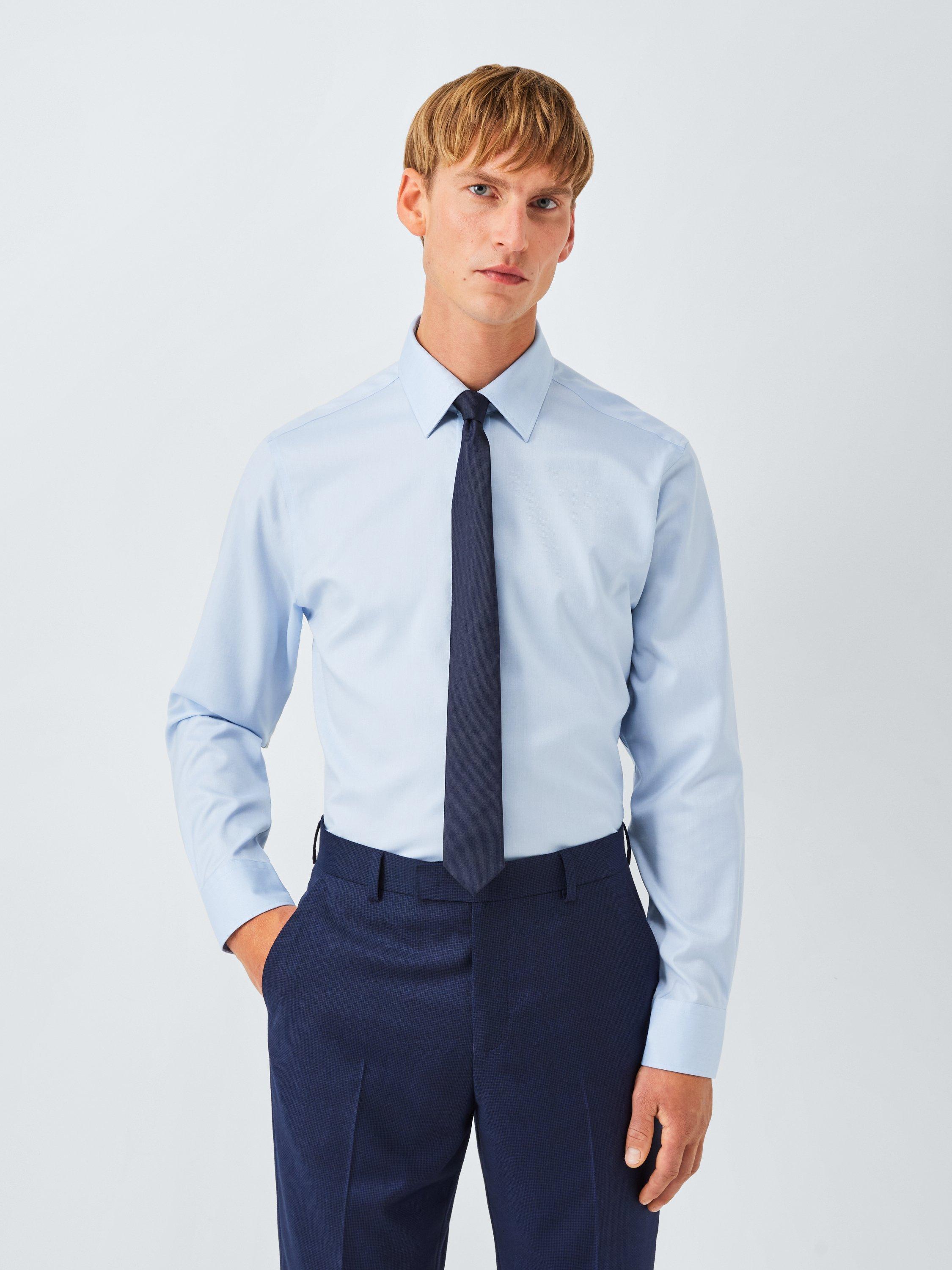 Product image 1 of 7, which shows John Lewis Tailored Fit Twill Shirt, Blue, 15R
