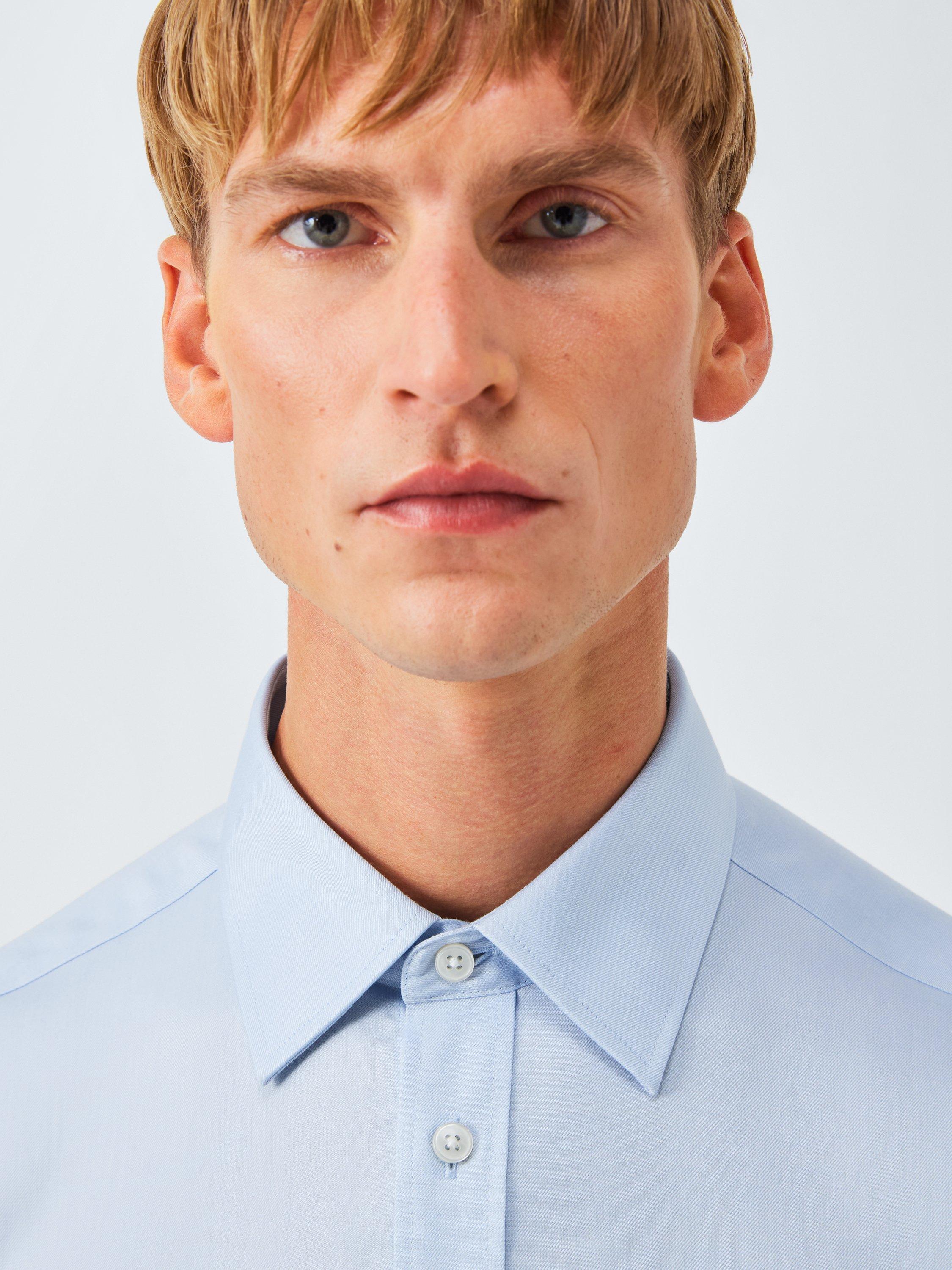 Product image 5 of 7, which shows John Lewis Tailored Fit Twill Shirt, Blue, 15R