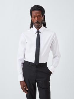 John Lewis Non Iron Twill Cotton Double Cuff Tailored Fit Shirt, White, White