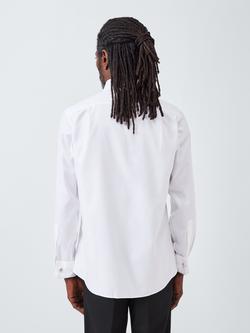John Lewis Non Iron Twill Cotton Double Cuff Tailored Fit Shirt, White - view 2, White