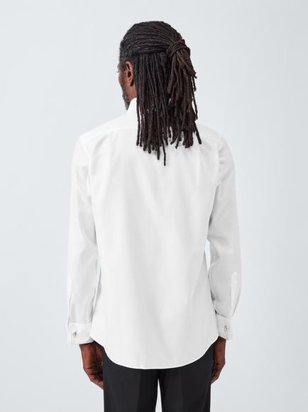 John Lewis Non Iron Twill Cotton Double Cuff Tailored Fit Shirt, White - view 2, White