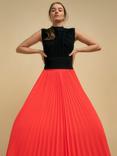 FLORERE Pleated Midaxi Skirt, Bright Orange