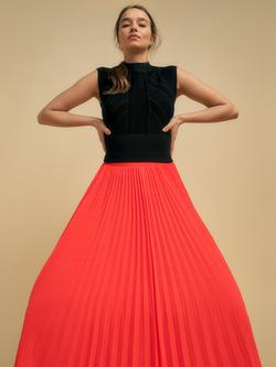 FLORERE Pleated Midaxi Skirt, Bright Orange - view 2, Bright Orange