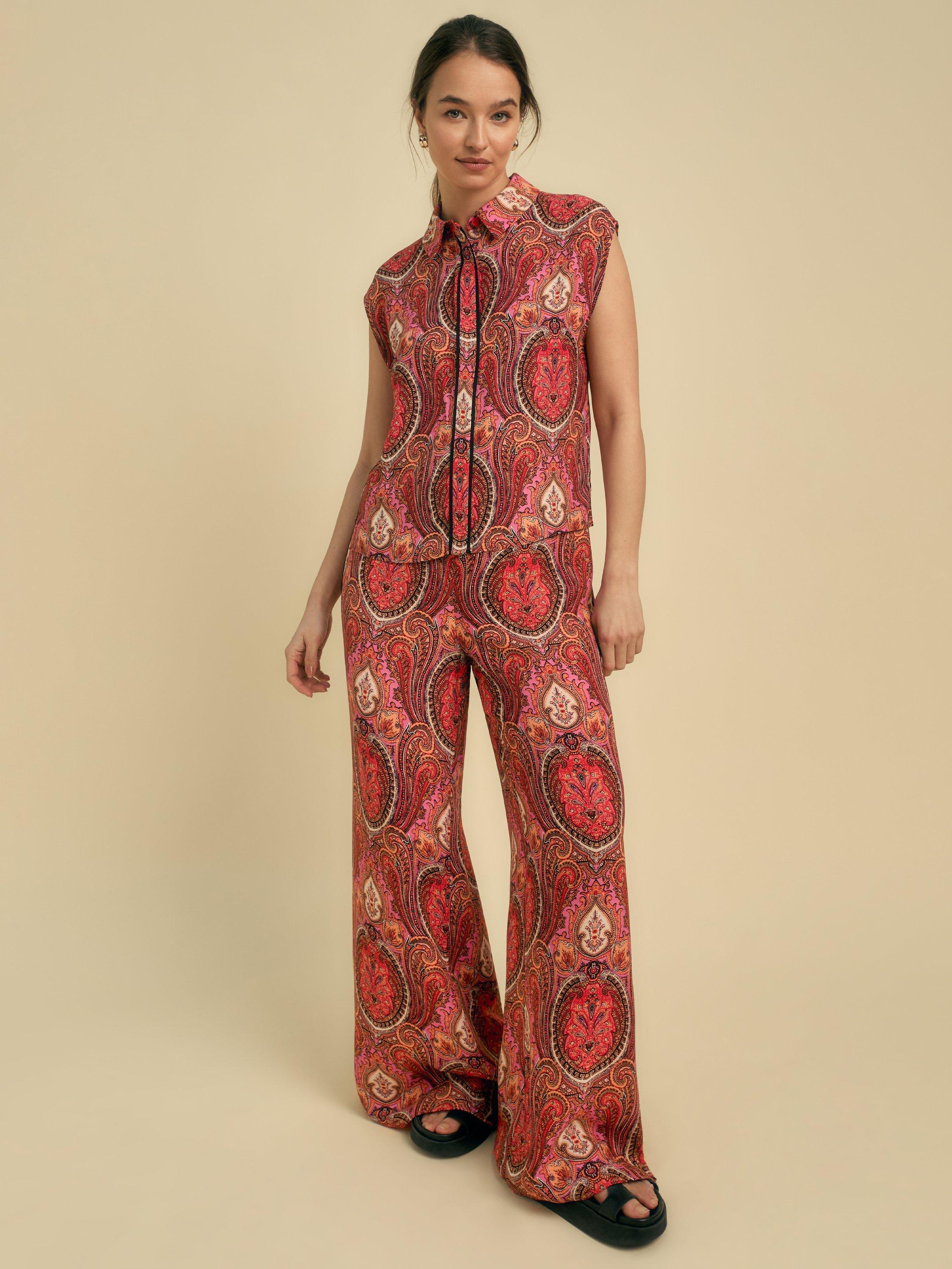 Product image 1 of 4, which shows FLORERE Paisley Wide Leg Trousers, Multi, 8