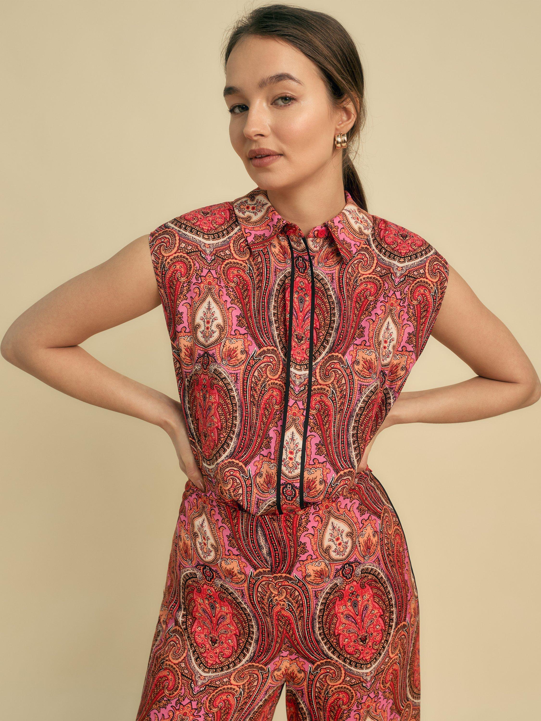 Product image 4 of 4, which shows FLORERE Paisley Wide Leg Trousers, Multi, 8