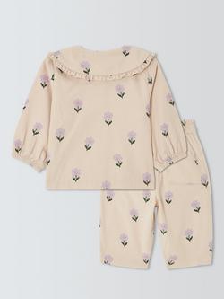 John Lewis Baby Corduroy Floral Top & Trousers Set, Multi - view 2, Multi