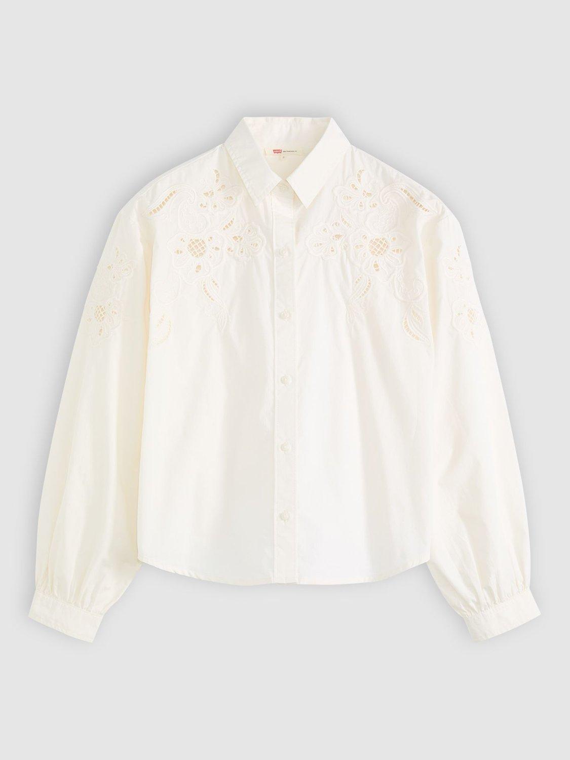 Product image 4 of 4, which shows Levi's Janie Embroidered Shirt, White, S