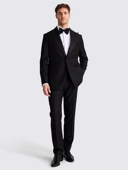 Moss Italian Tailored Fit Twill Tuxedo Jacket - view 2, Black