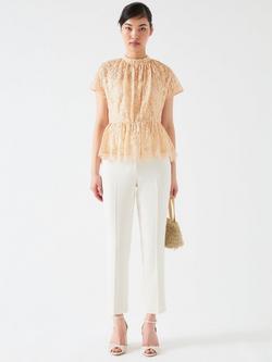 L.K.Bennett Cecily Floral Lace Top, Champagne, Champagne