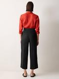 Jigsaw Kemp Cropped Pure Linen Trousers, Black