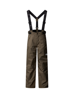The North Face Kids' Snowquest Suspender Ski Trousers, Taupe Green, Taupe Green