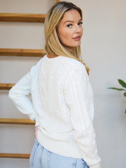 The Little Tailor Cotton Cable Knit Jumper, Cream - view 2, Cream