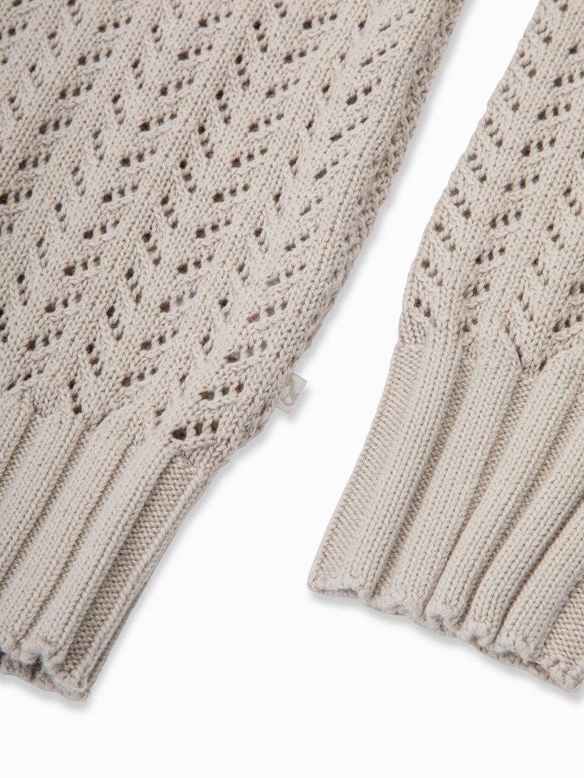 Product image 4 of 4, which shows The Little Tailor Cotton Pointelle Jumper, Fawn, S