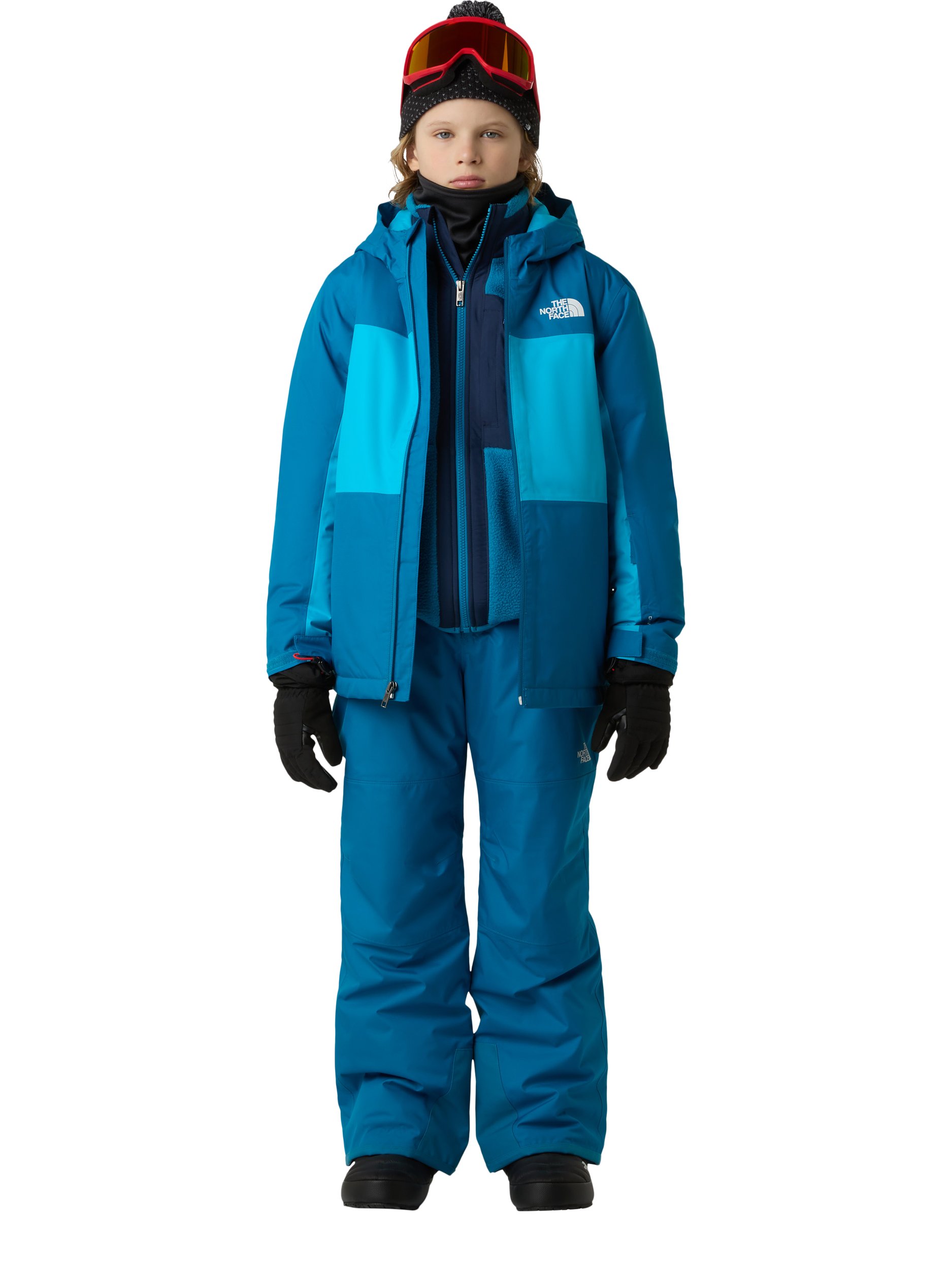 美品 THE NORTH FACE キッズ スキーウェア 100cm 青 × 黒 The North Face Kids' Freedom Insulated Hooded Ski Jacket, Dusk Blue
