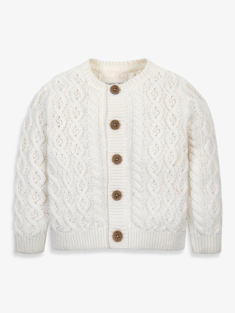 Product image 3 of 6, which shows The Little Tailor Baby Cable Knit Cardigan, Cream, 9-12 months