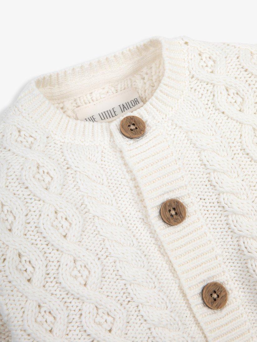 Product image 5 of 6, which shows The Little Tailor Baby Cable Knit Cardigan, Cream, 9-12 months