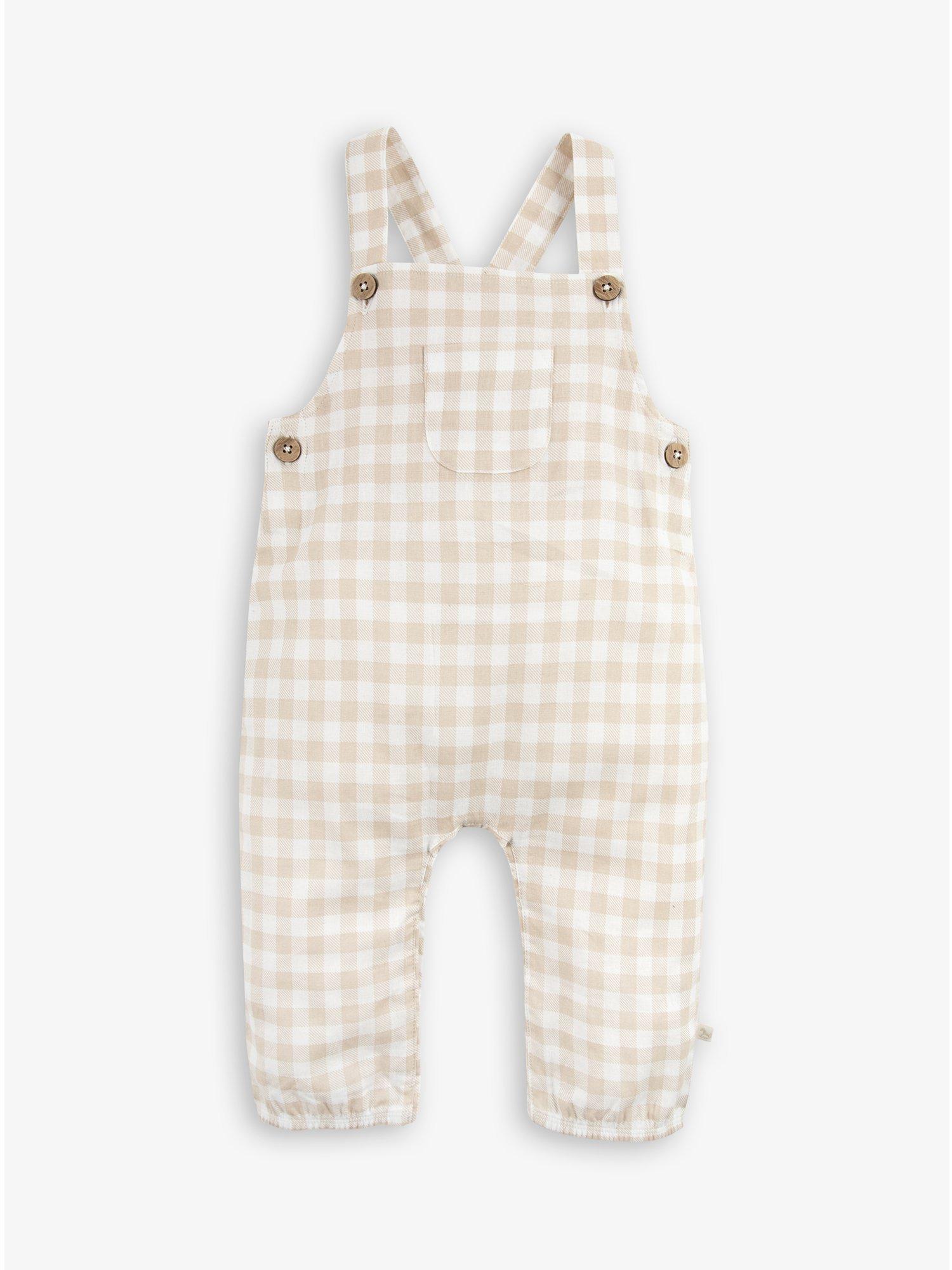 Product image 5 of 11, which shows The Little Tailor Baby Woven Dungaree and T-Shirt Set, Fawn, 0-3 months