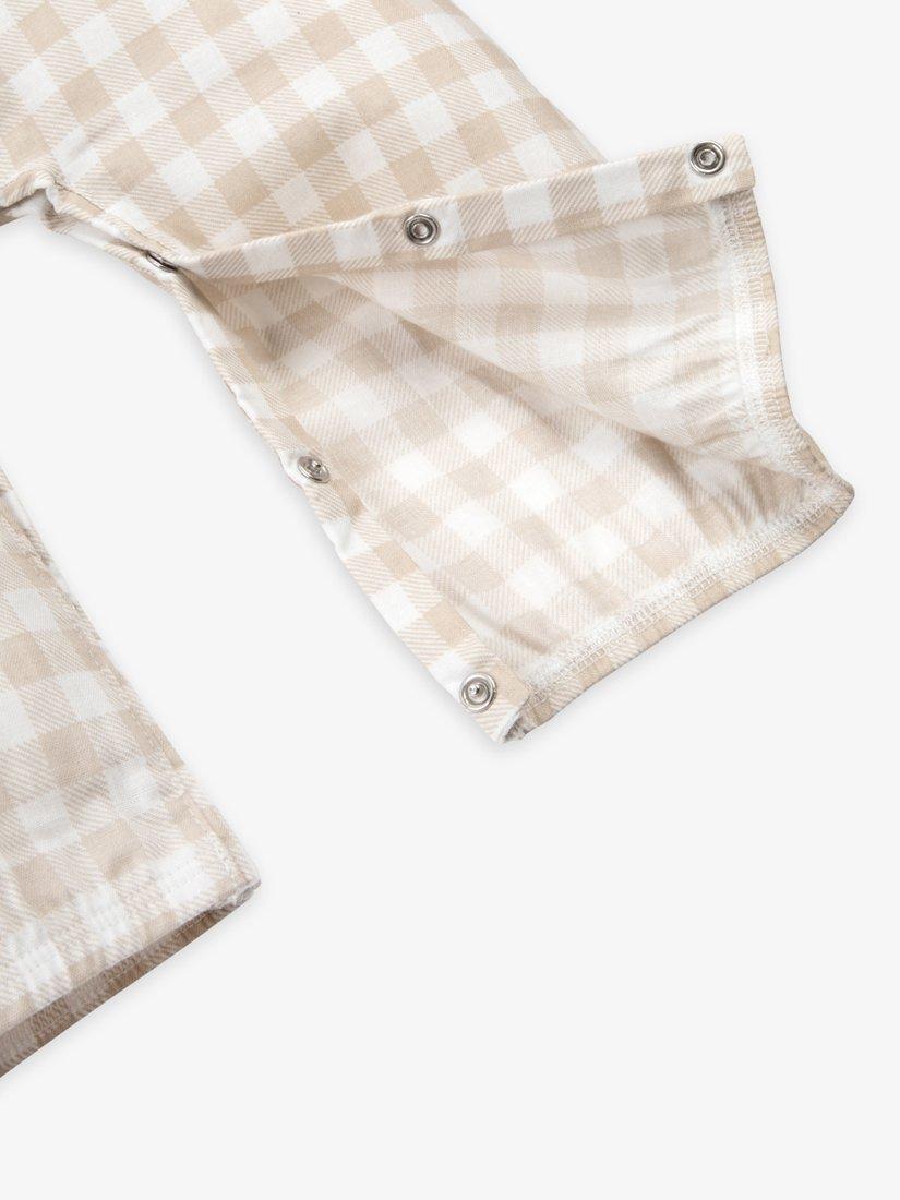 Product image 8 of 11, which shows The Little Tailor Baby Woven Dungaree and T-Shirt Set, Fawn, 0-3 months