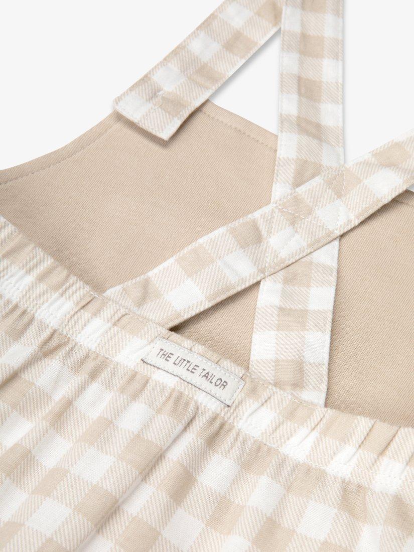 Product image 9 of 11, which shows The Little Tailor Baby Woven Dungaree and T-Shirt Set, Fawn, 0-3 months