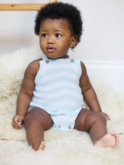 The Little Tailor Baby Cotton Chevron Romper, Blue