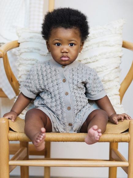 The Little Tailor Baby Cotton Pointelle Romper, Fawn