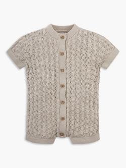 The Little Tailor Baby Cotton Pointelle Romper - view 2, Fawn