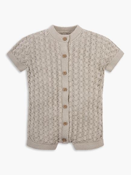 The Little Tailor Baby Cotton Pointelle Romper - view 2, Fawn