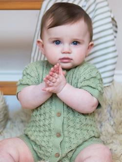The Little Tailor Baby Cotton Pointelle Romper, Sage