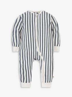 The Little Tailor Baby Zip Sleepsuit, Navy/White - view 2, Navy/White