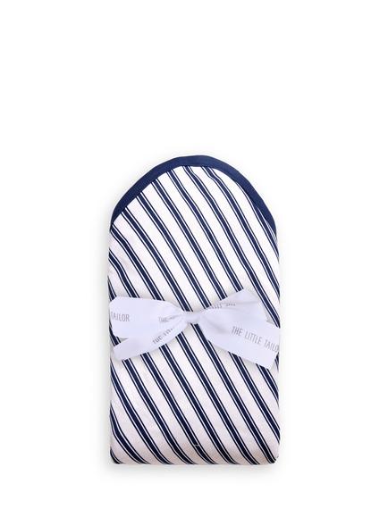 The Little Tailor Baby Striped Cotton Blanket, Navy/Cream, Navy/Cream