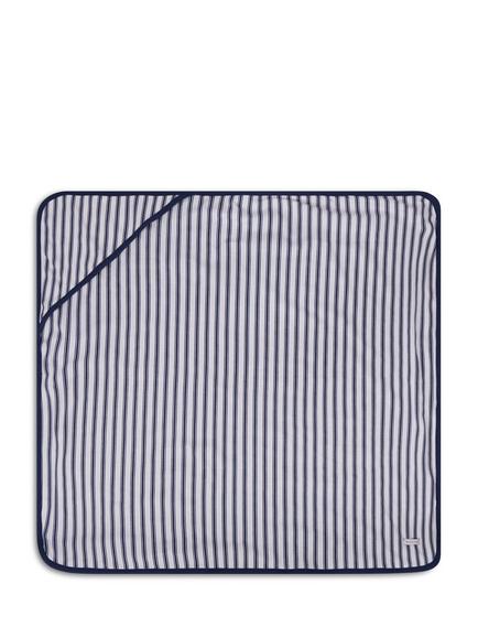 The Little Tailor Baby Striped Cotton Blanket, Navy/Cream - view 2, Navy/Cream