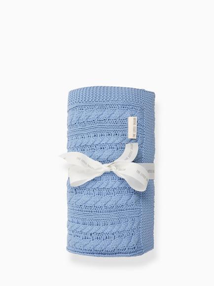 The Little Tailor Baby Cotton Textured Blanket, Mid Blue, Mid Blue