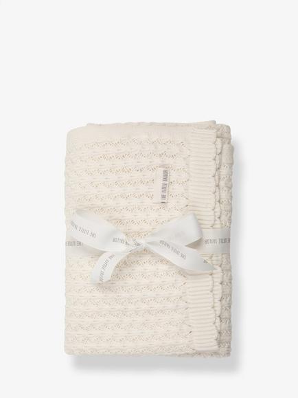 The Little Tailor Baby Cotton Pointelle Blanket, Cream