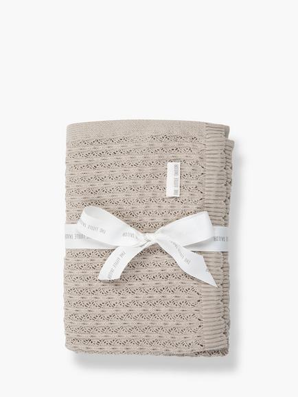 The Little Tailor Baby Cotton Pointelle Blanket, Fawn