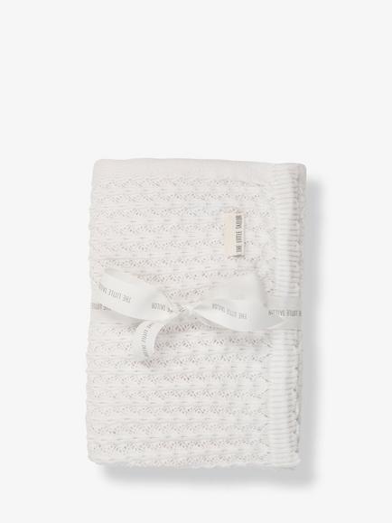 The Little Tailor Baby Cotton Pointelle Blanket, White