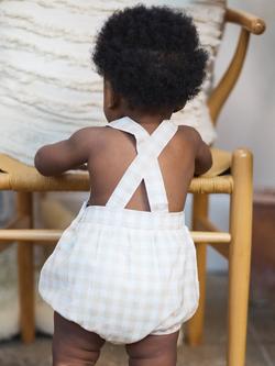 The Little Tailor Baby Woven Shorty Romper, Fawn - view 2, Fawn