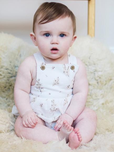 The Little Tailor Baby Woven Shorty Romper, Neutral, Neutral
